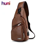 Мужская сумка через плечо с USB-зарядкой и защитой от кражи