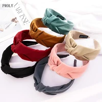 proly new fashion womens hairband wide side turban spring casual headband center knot headwear adult hair accessories wholesale
