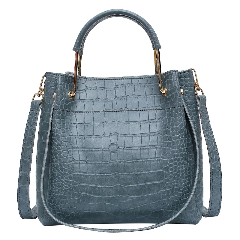 

Stone Pattern PU Leather Bucket Bags for Women 2021 Small Shoulder Simple Bag Lady Fashion Handbags Luxury Totes