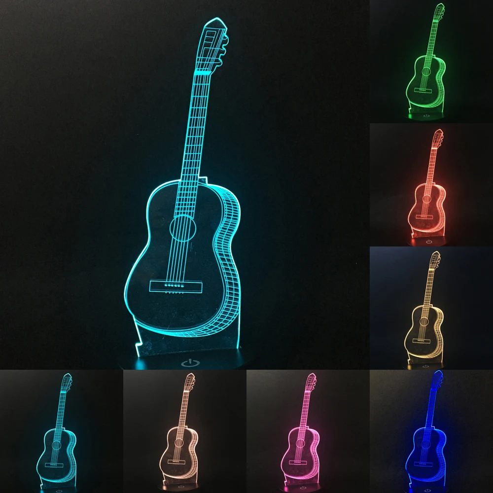 7 цветная светодиодная лампочка 3D лампа USB Новинка лампы на батарейках детский