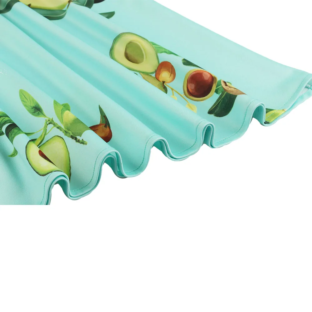 Зеленое винтажное 50s Повседневное платье без рукавов авокадо фруктовые принты