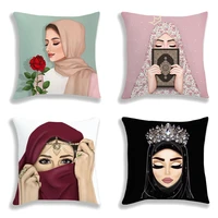 luxury woman in hijab face muslim islamic gril eyes pillow case 45cm no pillow insert sofa car cushions cover bedroom decorate