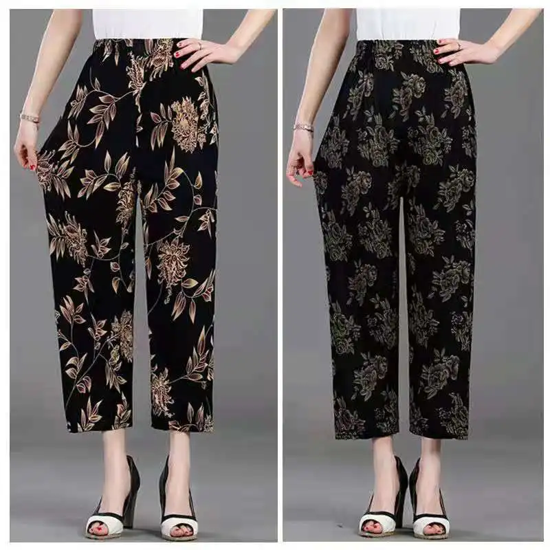 

Летние брюки, женские повседневные свободные брюки длиной до щиколотки, женские спортивные брюки для мам с эластичным поясом