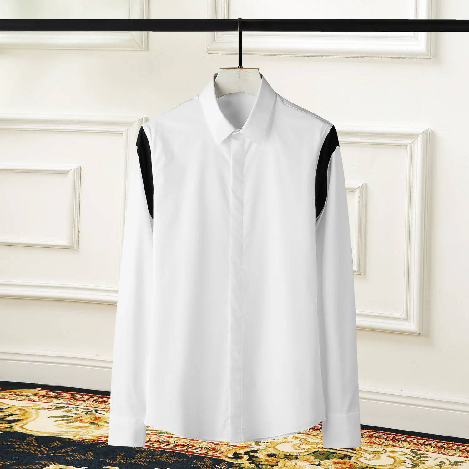 Рубашка Minglu мужская с длинным рукавом роскошная сорочка открытыми плечами