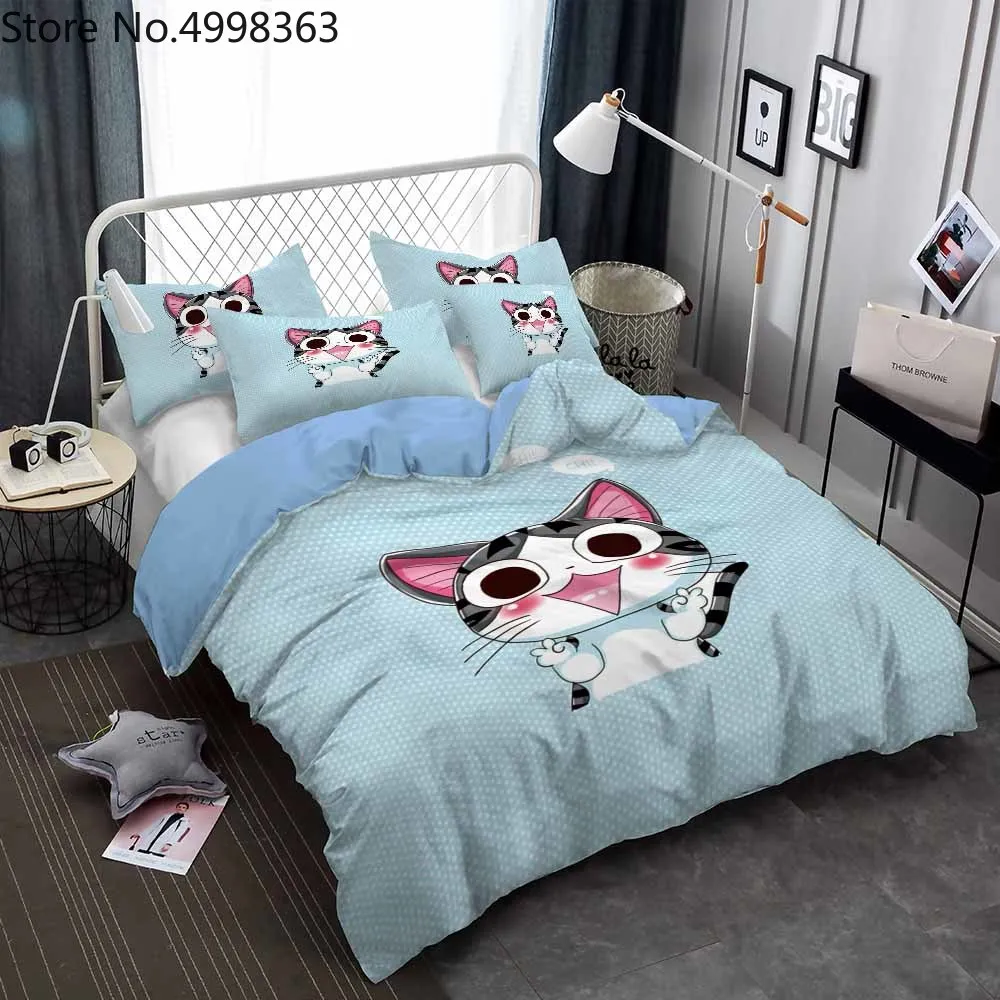 Комплект постельного белья для детей в спальню с милыми кошками наволочка