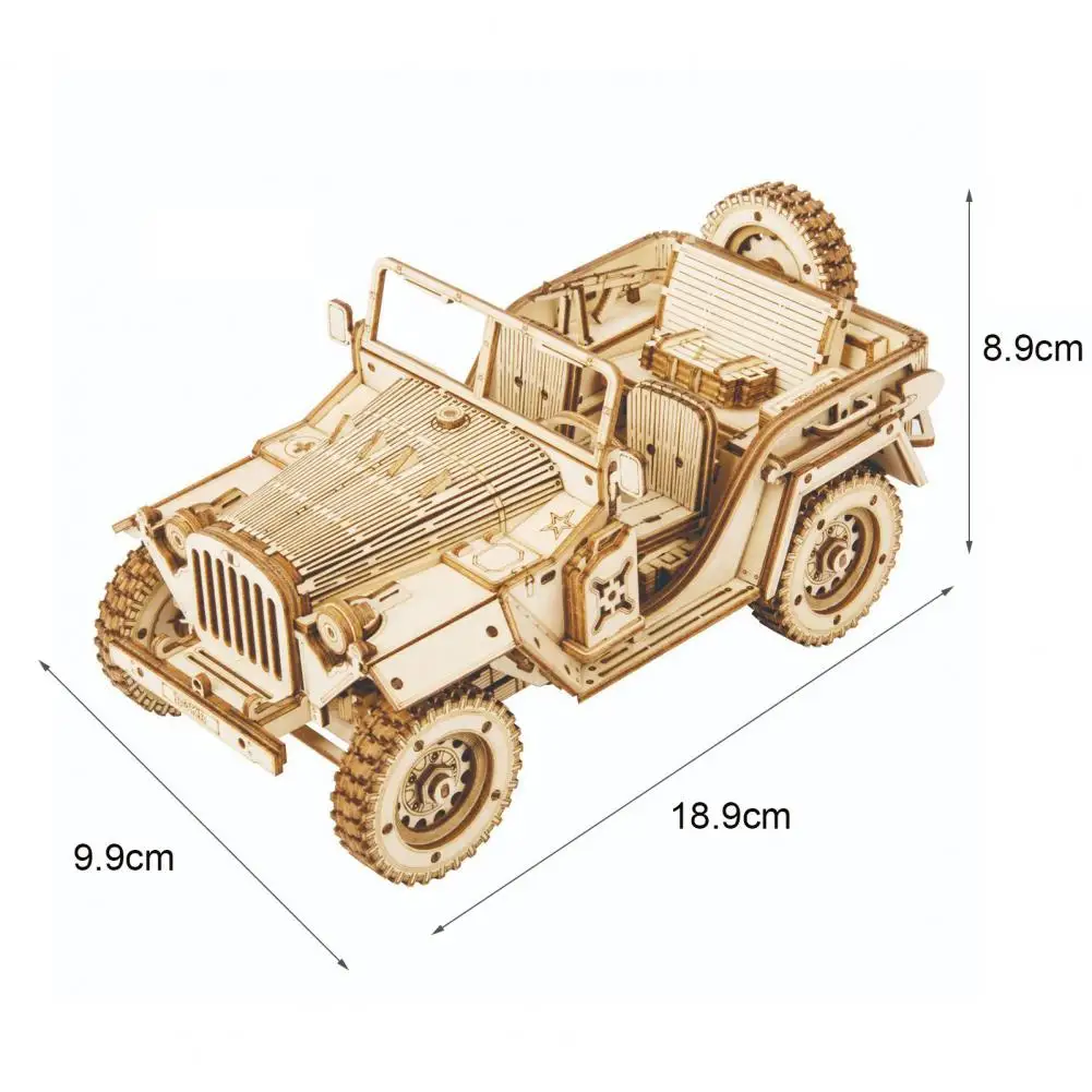 

Assembly Jeep Car Model 3D Wooden Puzzle Jigsaw Miniature Kids Educational Toy