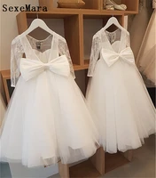 classic flower girl dress long sleeves tulle lace birthday gown for little princess princess first communion dress