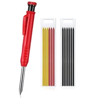 solid carpenter pencil for construction with 12 charging heads built in sharpener long pointed deep hole mechanical marking