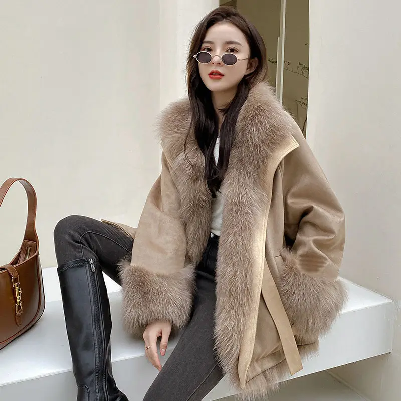 

Imitation Fox Fur Grass Coat Women's Middle and Long Winter New Style Thick Coat on Both Sides
