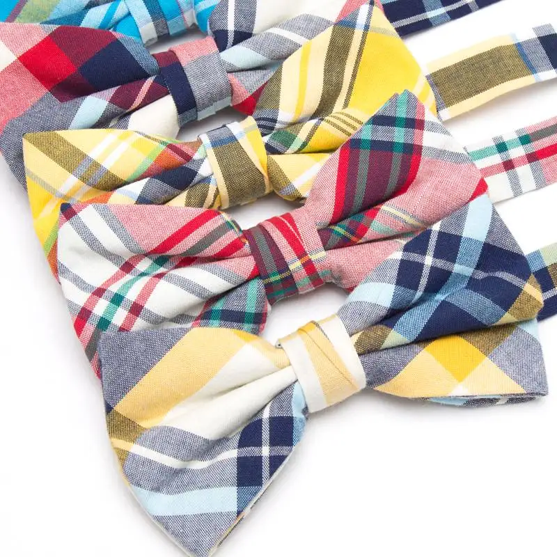 

New Men Bowtie Fashion Classic Plaid Cotton Neckwear Adjustable Mens Gifts Bow Tie for Wedding England Style Ties Accessories