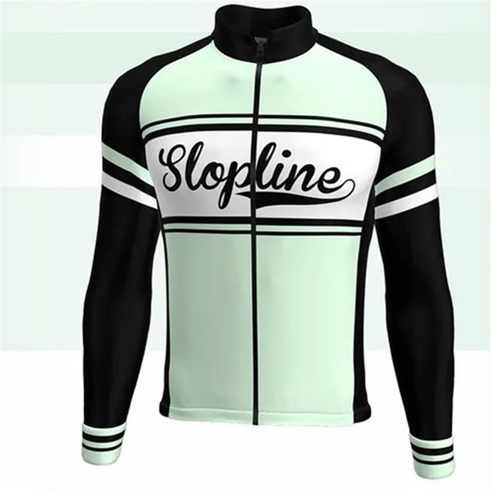Slopline Winter Cycling Jersey Long Sleeve Cashmere Top Jacket Men MTB Bicycle Clothing Fleece Roadbike Road Ciclismo Hombre
