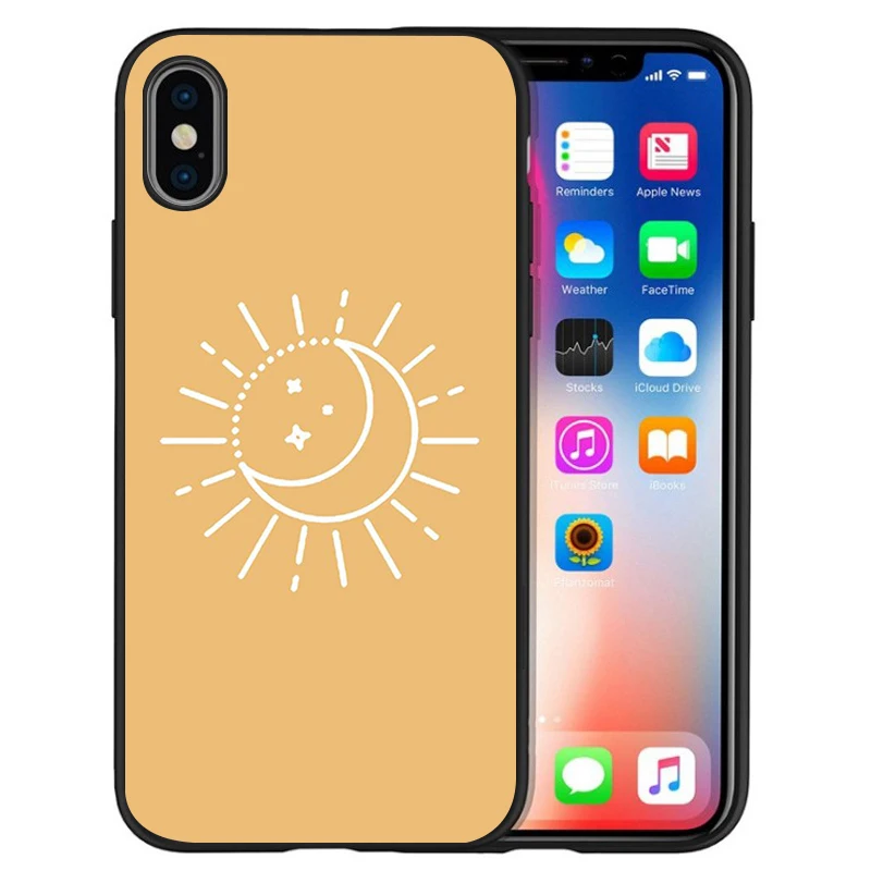Запутанный Черный силиконовый чехол принцессы sun moon для iPhone 12 XR XS Max 5 5S SE 2020 6 6S PLUS 7 8