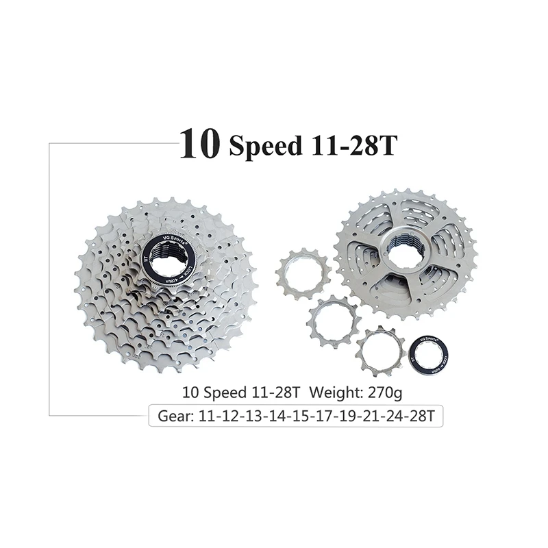 Vg Sports 11-28T Road Bike Cassette 10 Speed Freewheel Sprocket 10S Bicycle Free Wheel Cog Velocity Cdg Ultralight-11-28T |