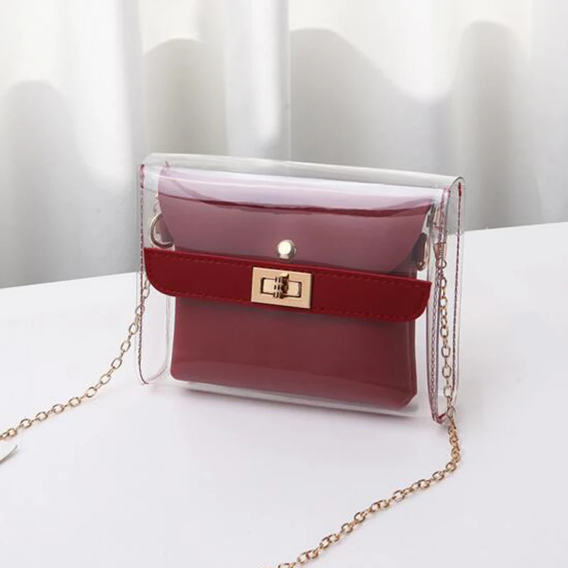 Женская сумка через плечо Желейная с замком маленькая квадратная мессенджер для