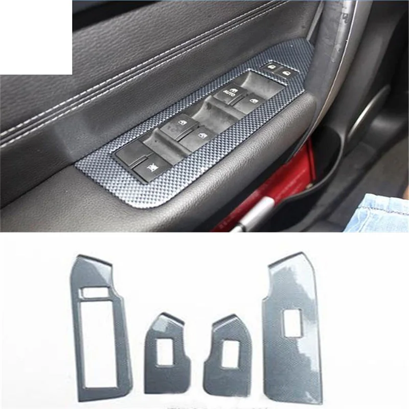 4pcs/Lot ABS Carbon Fiber Grain Car Window Lift Panel Decoration Cover For 2012-2016 Chevrolet Chevy Captiva