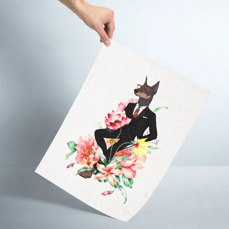 

Плакат с животными и цветами, художественный атласный плакат, тканевый плакат с принтом на стену, фотография, без рамки, украшение для спаль...