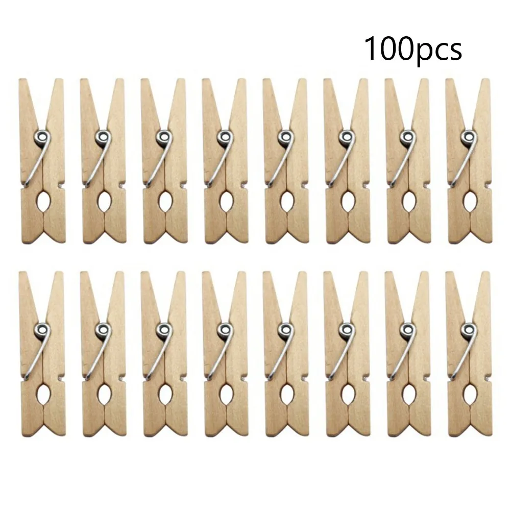 

100Pcs Mini DIY Wooden Clothes Clips Photo Paper Nail Clothespin Card Craft Pegs For Photo Paper Clothing Accessories