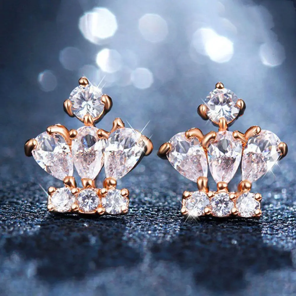 Женские серьги в форме короны гвоздики с кристаллами Ювелирное Украшение