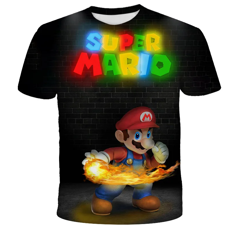 

3D Super Mario Children Boys Short Sleeve Children Girls Print T Shirts polyester Kids Popular Super Mario Tops Tee 2021