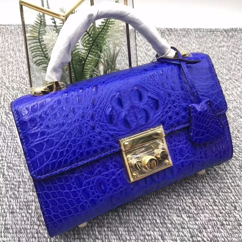 Натуральная кожа аллигатора женский маленький синий кошелек настоящая