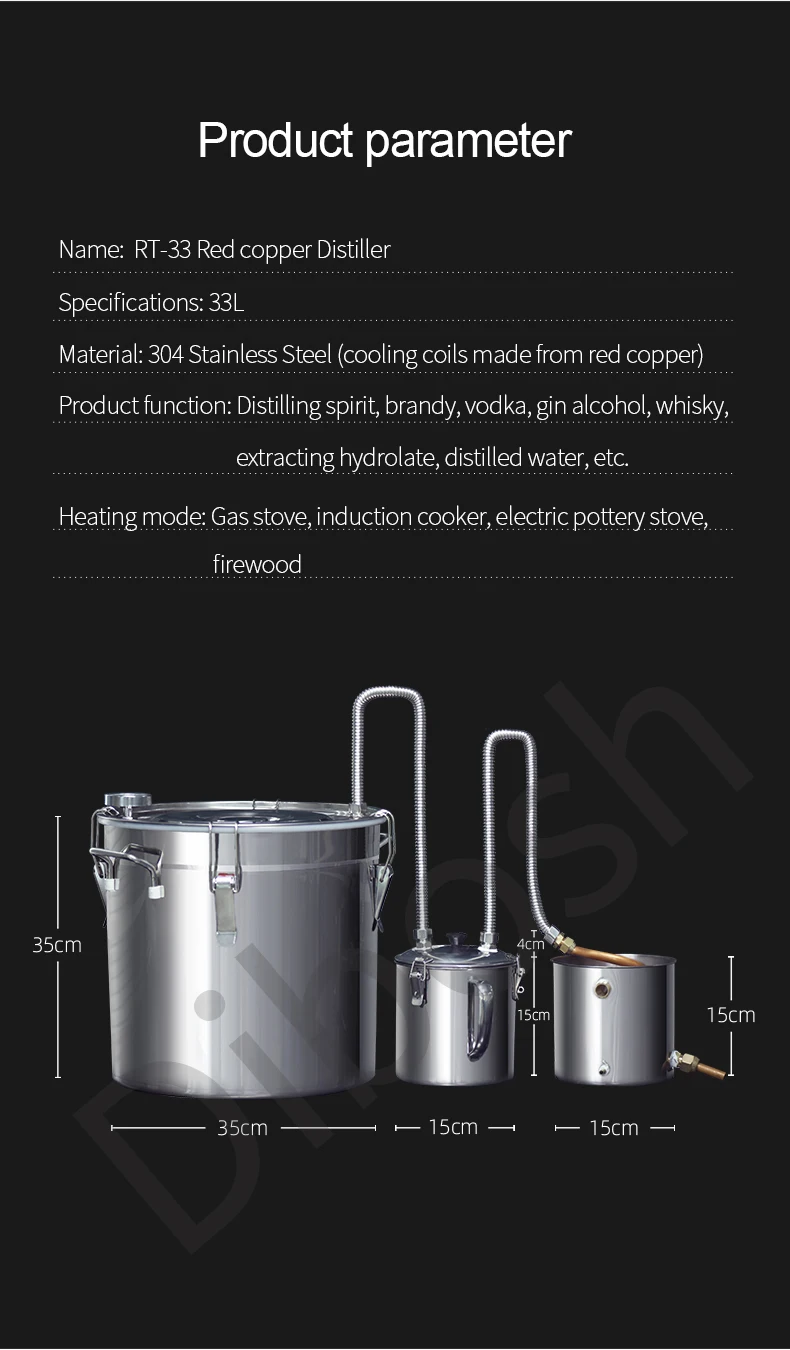 T2 красная медь+ 304 дистиллятор из нержавеющей стали 33L/50L с струнным ароматом маленький домашний пивоваренный коньяк виски водка оборудование