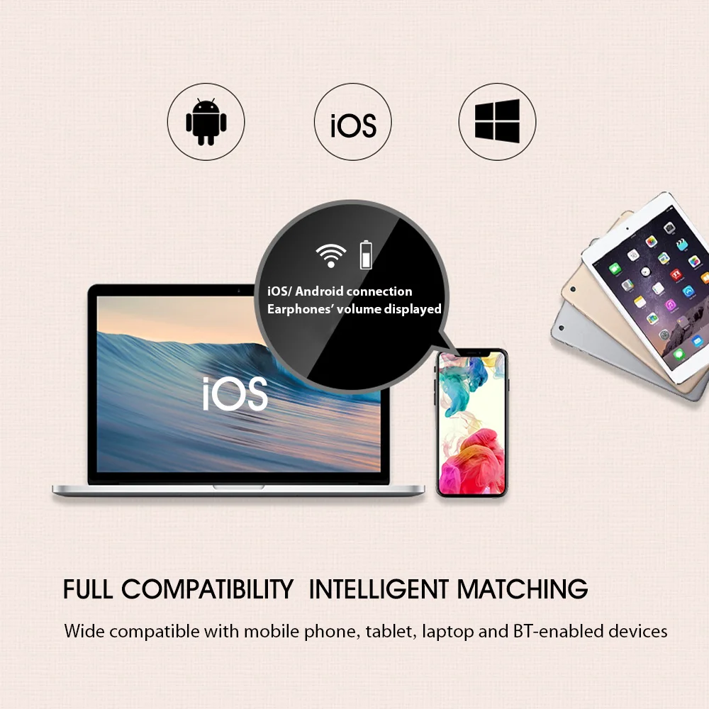 Беспроводная Bluetooth гарнитура Andoer D1 8 часов воспроизведения стереонаушники с