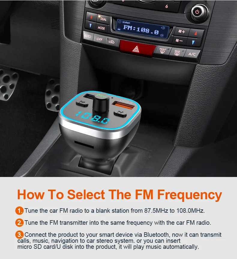 CDEN fm-передатчик Автомобильный MP3-плеер U диск без потерь Музыкальный плеер Bluetooth приемник для гарнитуры вызова QC3.0 быстрое USB Автомобильное зарядное устройство