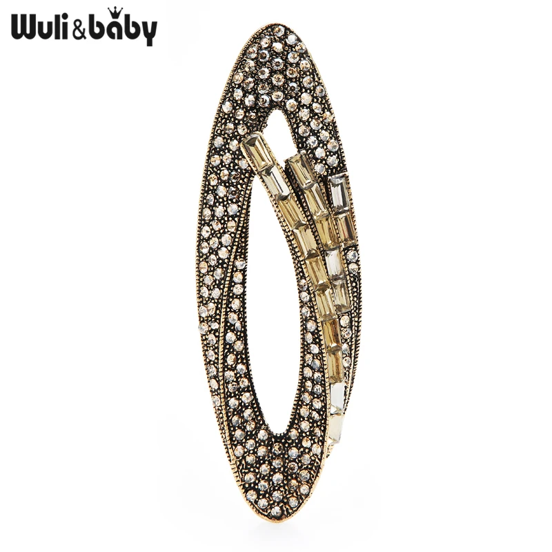 

Wuli&baby Geometry Oval Sparkling Rhinestones Brooches For Women Swearter-brooch Winter Luxury Vintage Brooch Pins Jewelry Gift