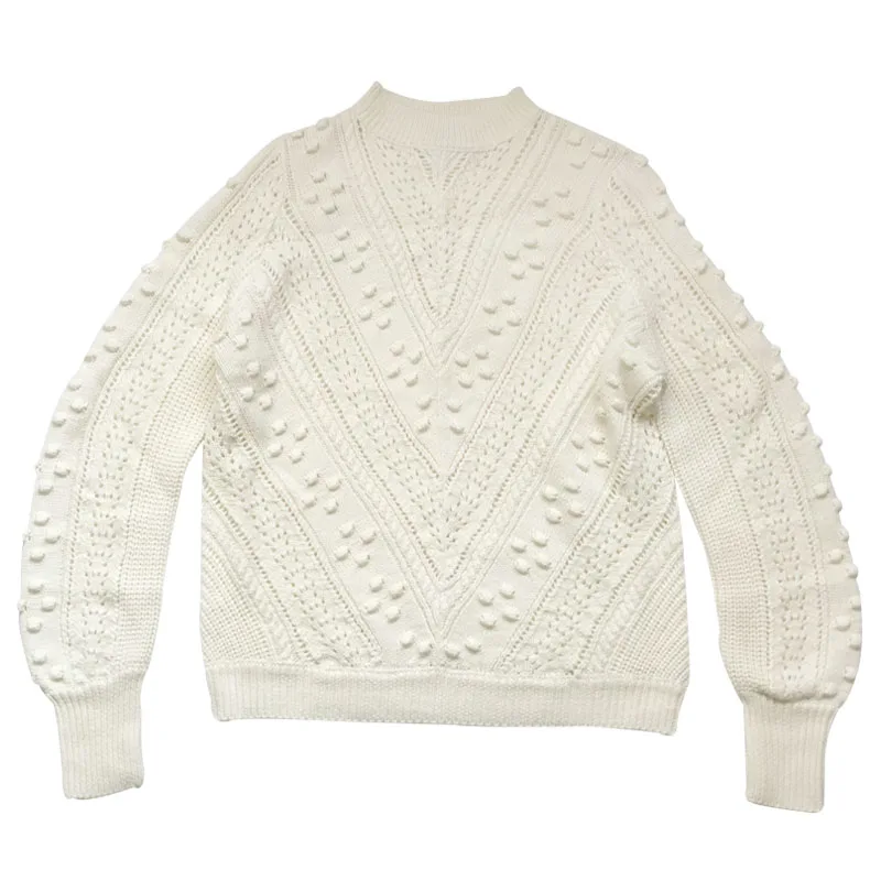 

2020 Fall/Winter New Wool Jacquard Hollow Long Sleeve Pullover Loose Sweater
