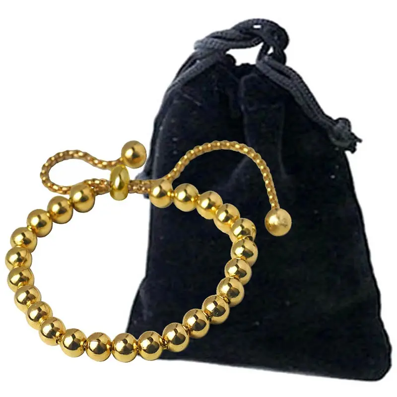 Регулируемая цепочка из нержавеющей стали с шариками и бусинами круглые золотые