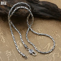 3mm new 100 real s925 pure filver fashion jewelry 2021 trendy bamboo chain mens necklace