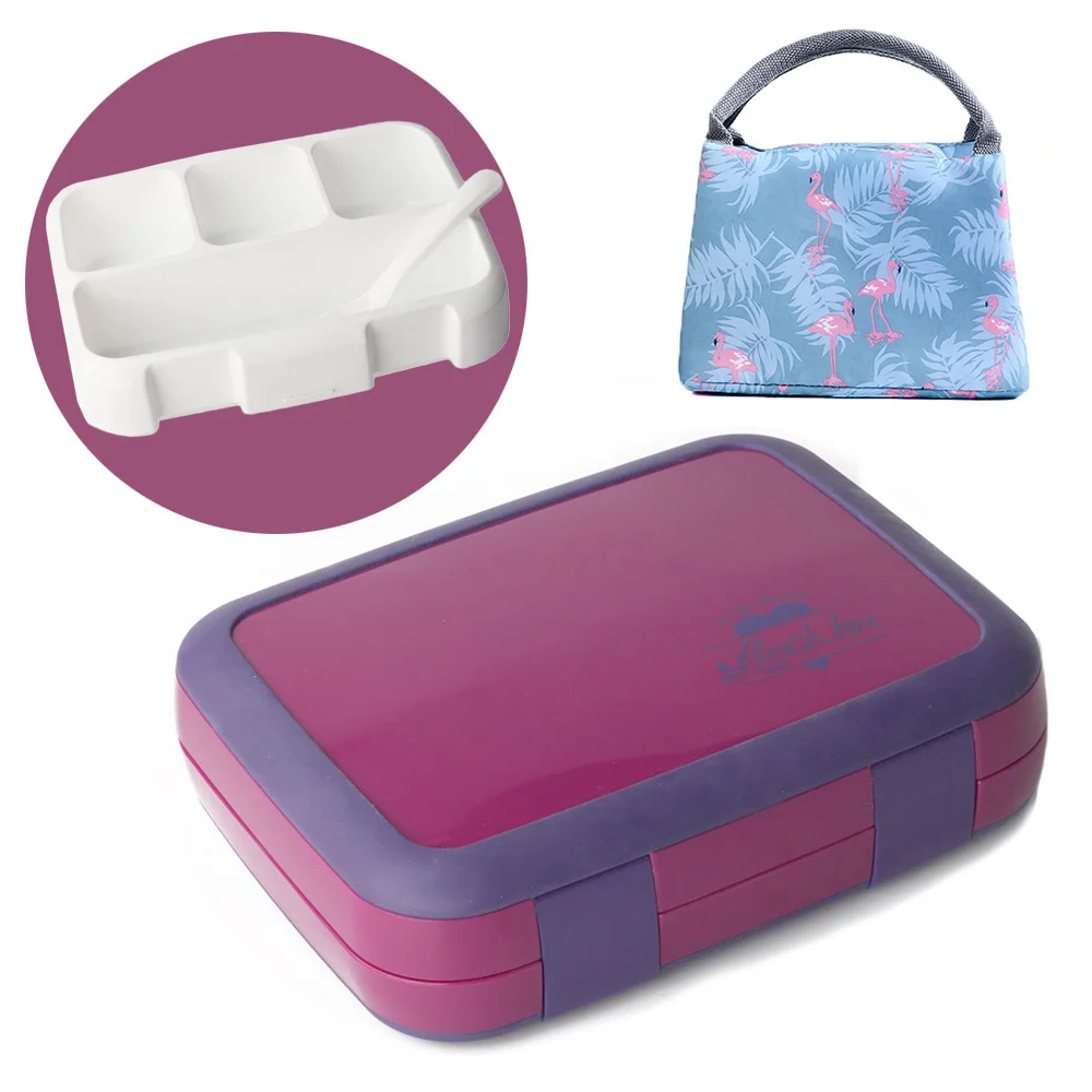 Red with Bag TUUTH Ланч-бокс для микроволновки герметичная Bento коробка для детей несколько сетки переносной пищевой контейнер - Цвет: Red with Bag