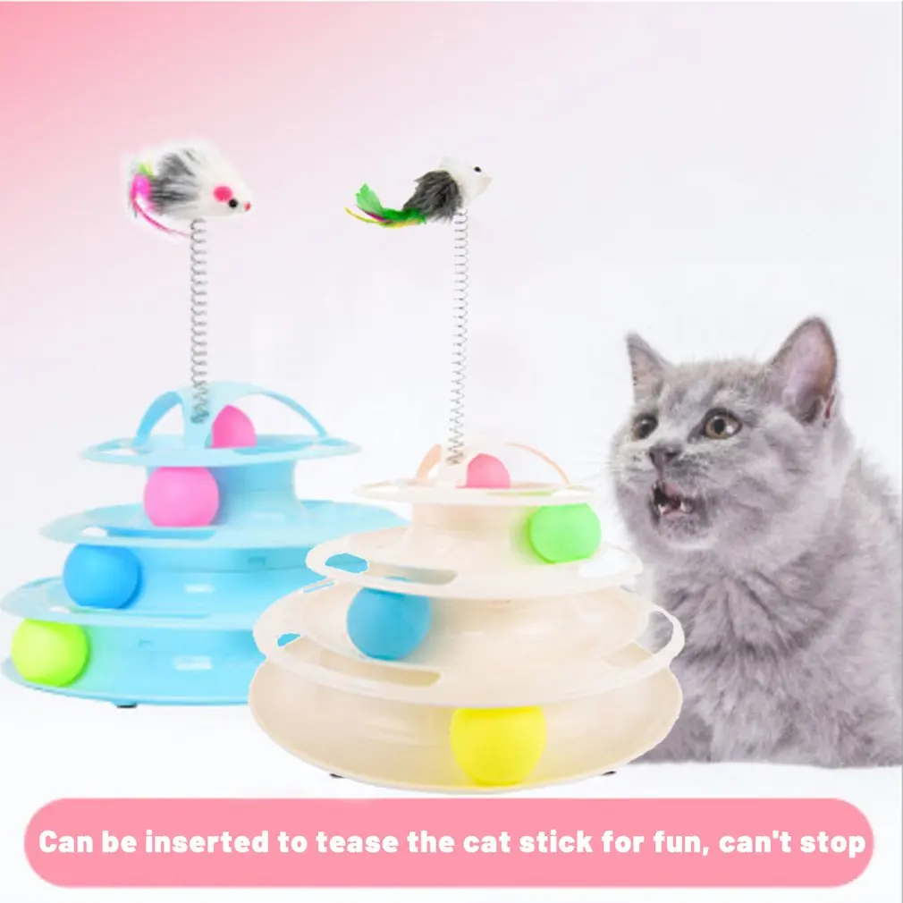 

Pet Toy Four-layer Track Cat Turntable Pet Toy Play Plate Pet Supplies Detachable Cat Cat Stick For Cats Turntable Toys