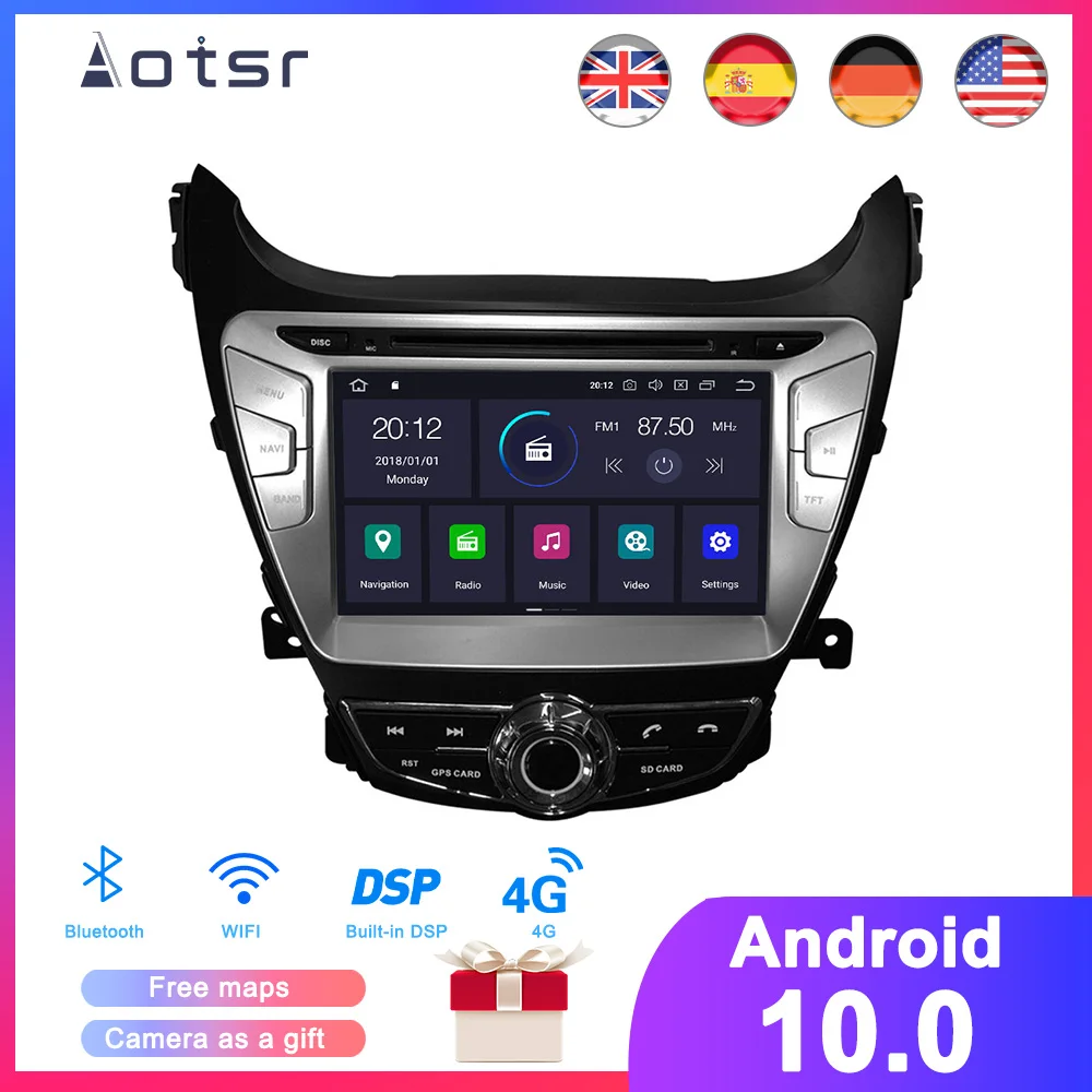 Автомобильный мультимедийный плеер GPS навигация DSP Android 10 для Hyundai Elantra 2011