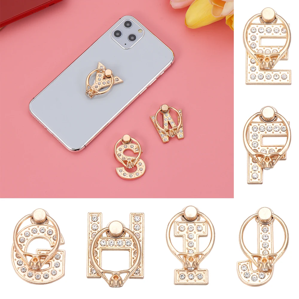 universal smartphone a z letter stand 360 rotation multi function cell phone bracket alphabet luxury diamond finger ring holder free global shipping