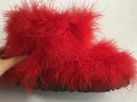 Red 15CM ASILETO зимние сапоги женская обувь настоящей страусиной с мехом ботинки из плюша на плоской подошве Лыжная уличная 'eskimo' пушистая обувь, сапоги T553 - Цвет: Red 15CM