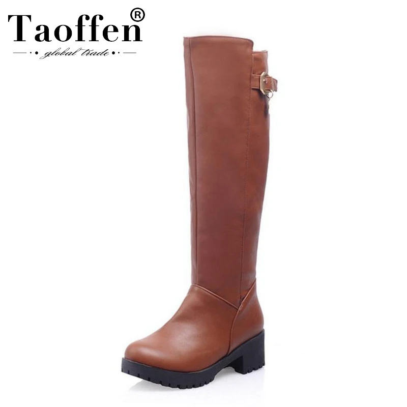 Женские сапоги до колена Taoffen повседневные зимние на платформе с квадратным