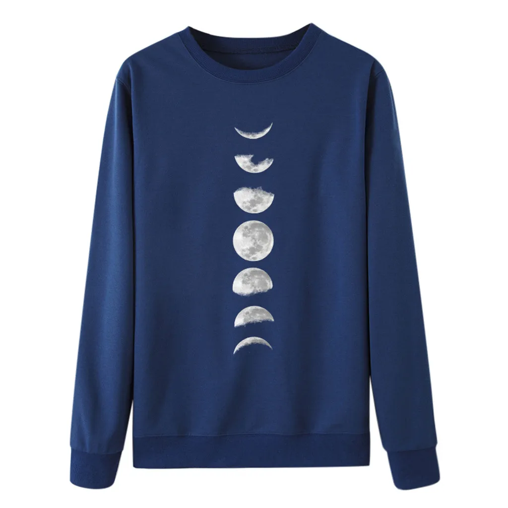 SAGACE Ms. Moon Печатный круглый вырез длинный рукав толстовка зима осень женские