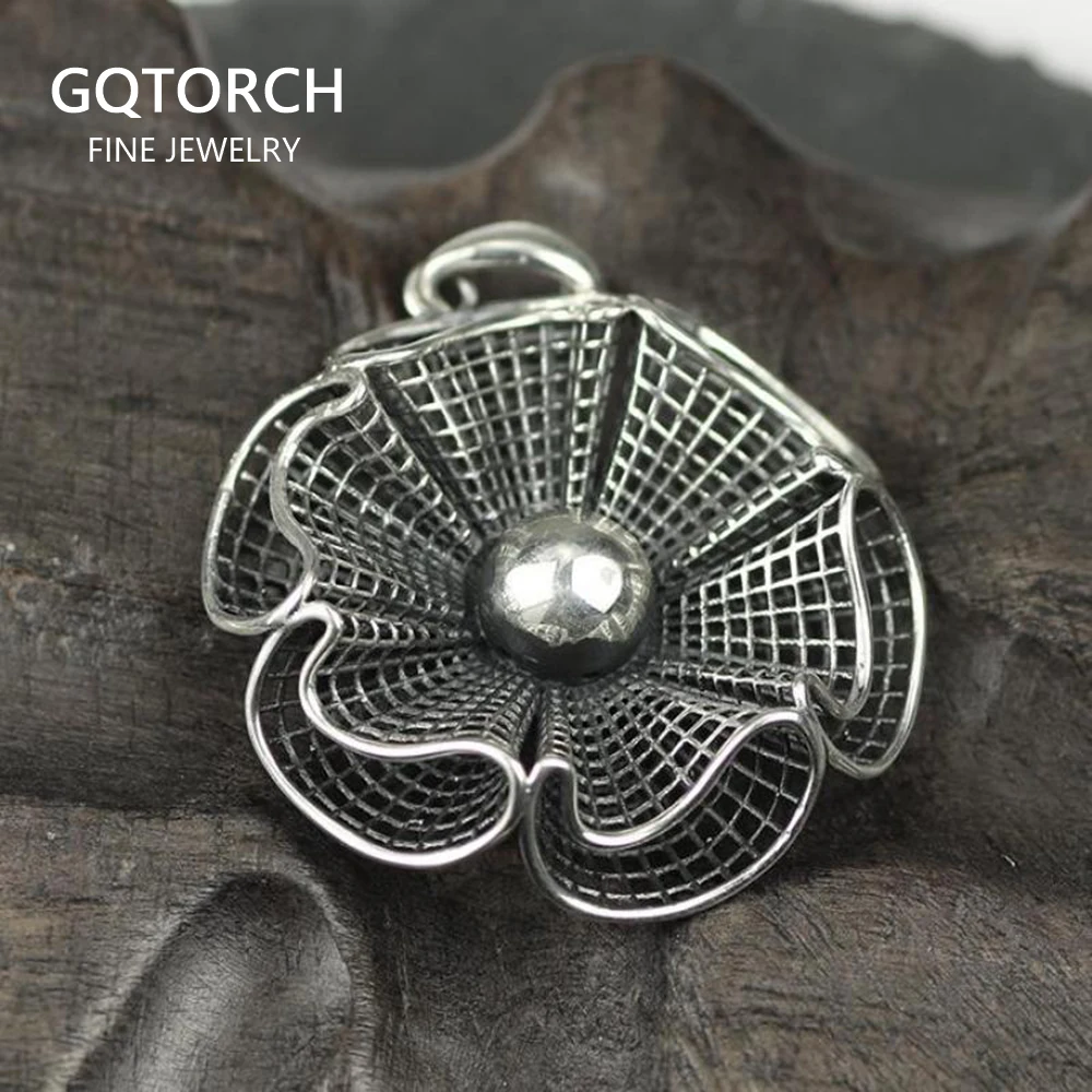 Женские винтажные подвески из стерлингового серебра 925 пробы с полыми цветами