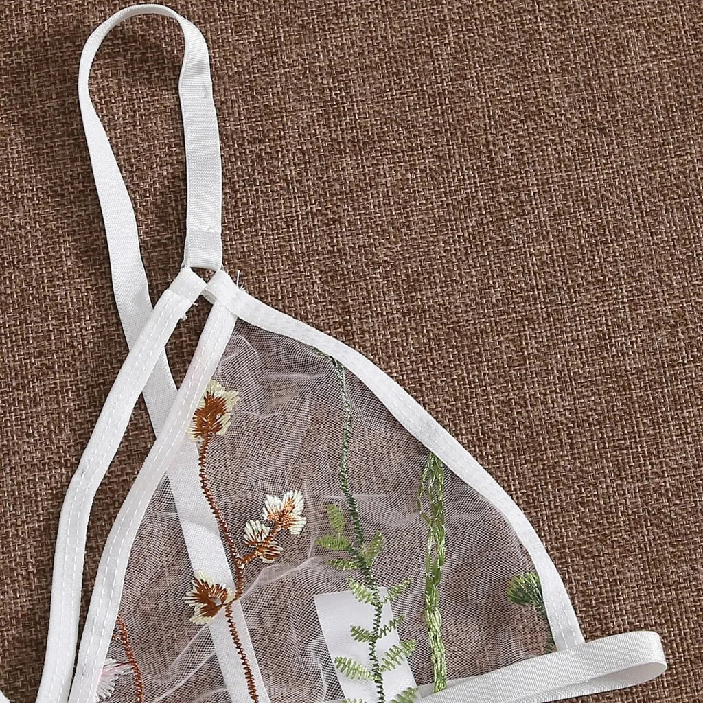 Комплект сексуального нижнего белья кружевной бюстгальтер спагетти и сетчатые