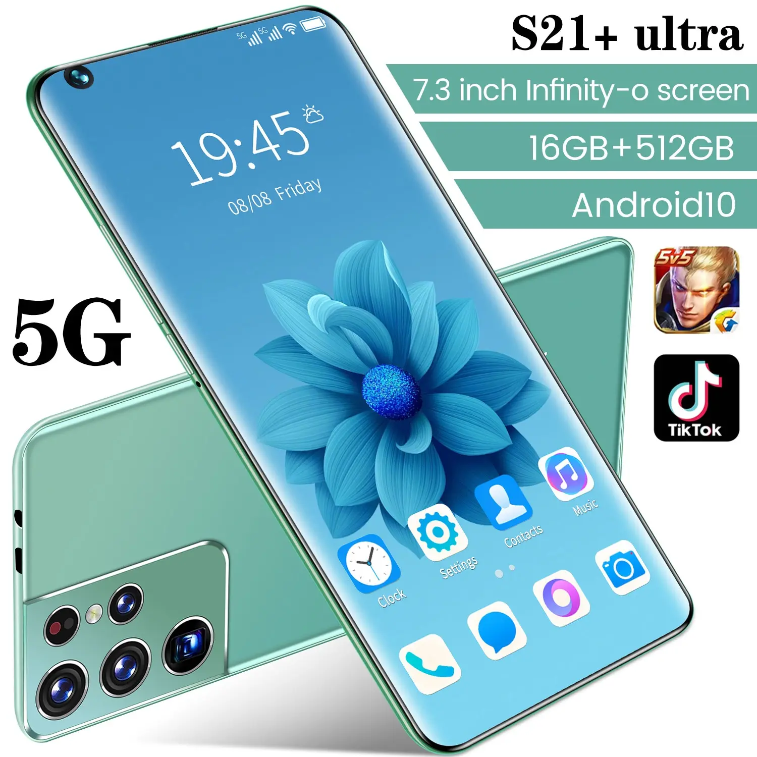 

S21Ultra 6800mah 24+48mp 7.3 Inch Andriod 10.0 Sim Double+micro Sd Smart Phone Face Fingerprint Unlock 16 512gb Mobile Phone