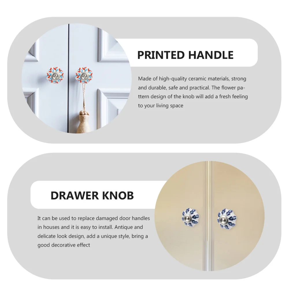 

3pcs Durable Ceramic Door Handle Simple Round Cabinet Handle Chic Door Knob
