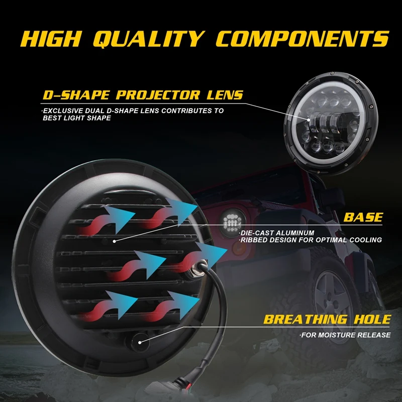 

400W 40000LM 7Inch LED Headlight Hi/Lo Beam DRL for Jeep Wrangler JK TJ LJ 1997-2019 Rubicon H4 with H13 Connection