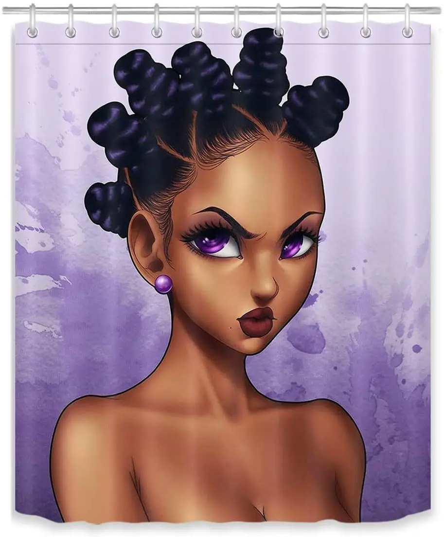 Симпатичные сексуальные черные шторы для душа с фиолетовыми акварельными