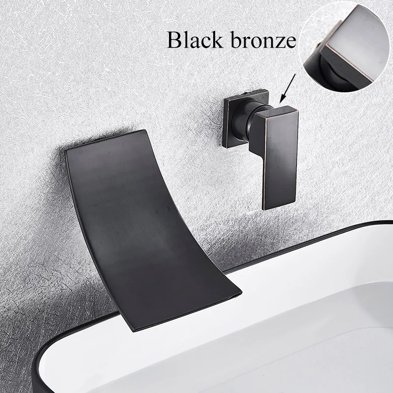 Black Bronze Модный настенный кран для ванной водопад кран для раковины хром/черный кран для умывальника ванная раковина для горячей и холодной воды смесительная ванна кран - Цвет: Black Bronze