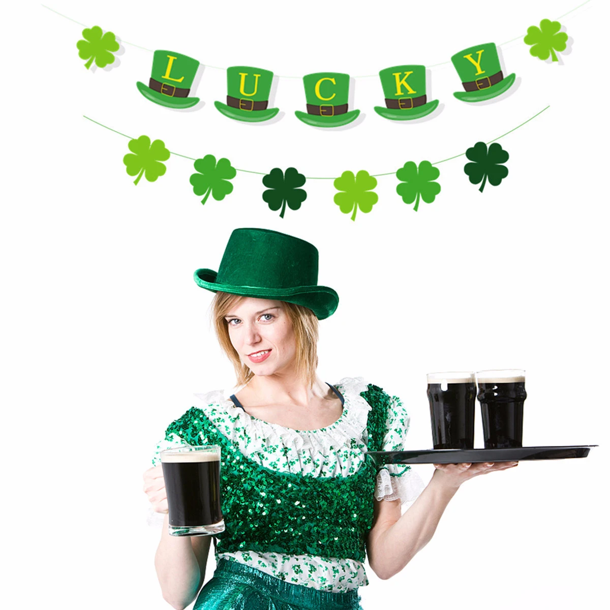 Зеленый День Святого Патрика украшение дома праздник бумага Клевер баннер