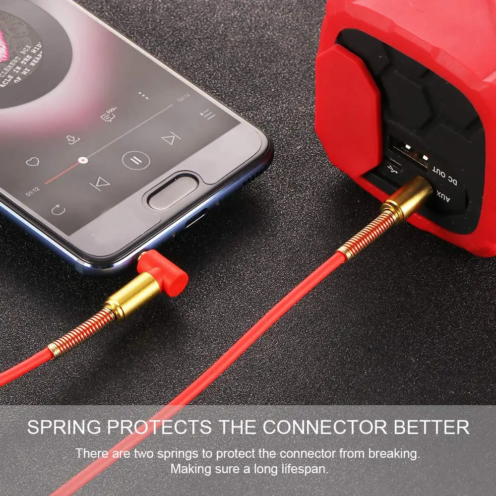 Противоударный высокоэластичный кабель для наушников 90 градусов пружинный