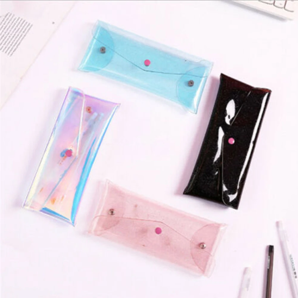 Блестящий студенческий портативный чехол-карандаш для офиса прозрачная коробка