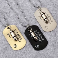 high quality fashion men military army bullet charm label single embossed pendant necklace jewelry gifts