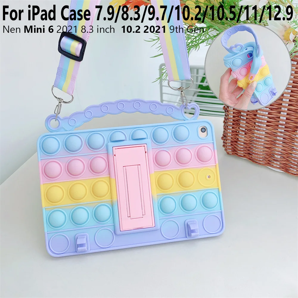 

Push Bubble Fidget Toy silicone tablet Case for IPad 10.2 2021 Mini 6 5 Pro 10.5 11 9.7 2017 2018 6th Air 2 1 kids soft cover